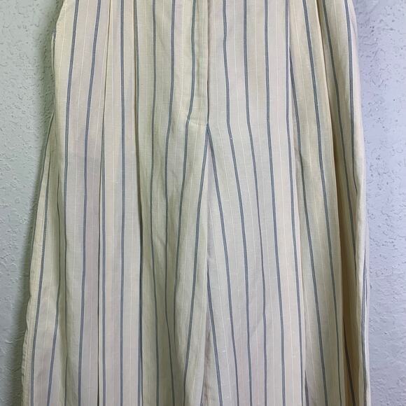 CLUB MONACO PANT STRIPED A-LINED HIGH WAISTED WIDE LEG CULOTTES CROP CREAM PANT - Picture 8 of 16